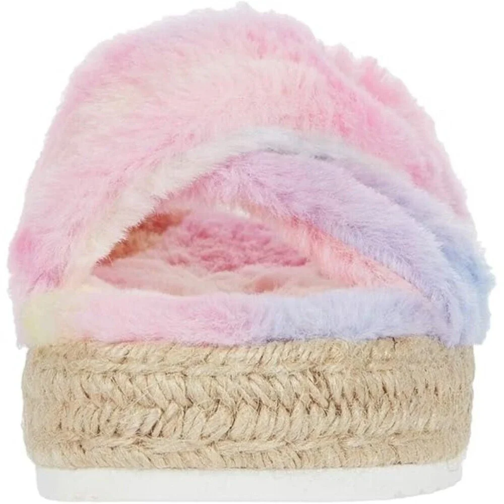 GBG Los Angeles Daphne Sandals Women's 5.5 Pink Faux Fur Platform Slides JOBB200